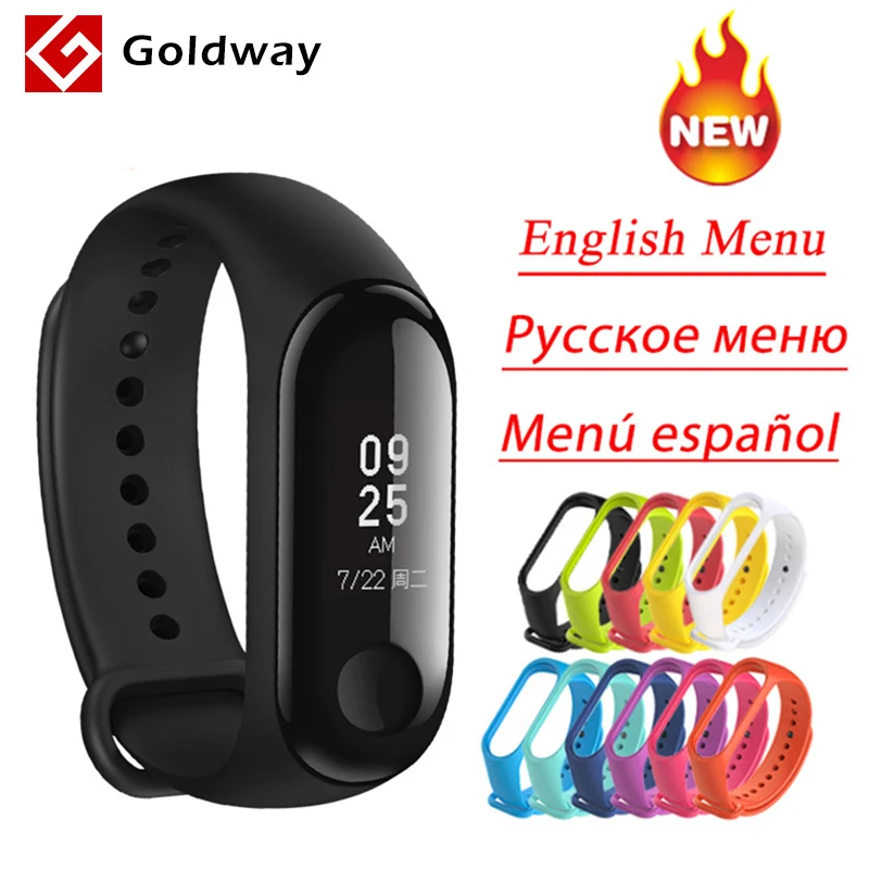 Xiaomi mi Band 3 mi band 3 мгновенное сообщение CallerID водонепроницаемый OLED сенсорный экран погоды mi Band 2 Up