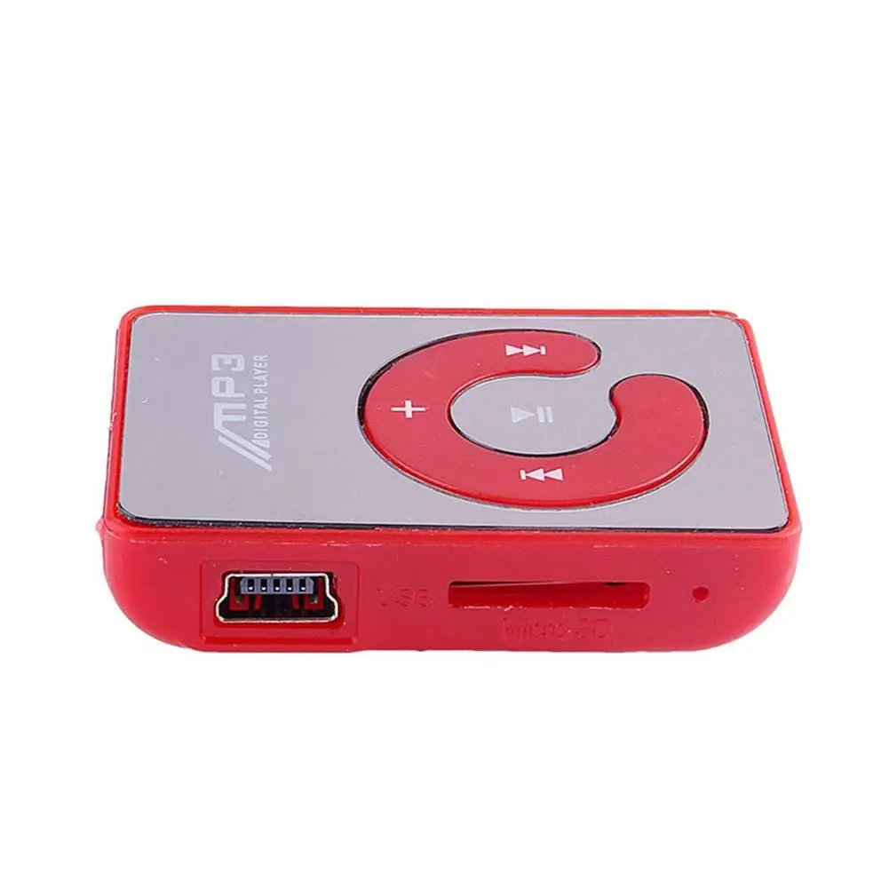Мини mp3 плеер с зеркальным зажимом USB поддержка 8 ГБ SD TF карта красный цифровой MP3
