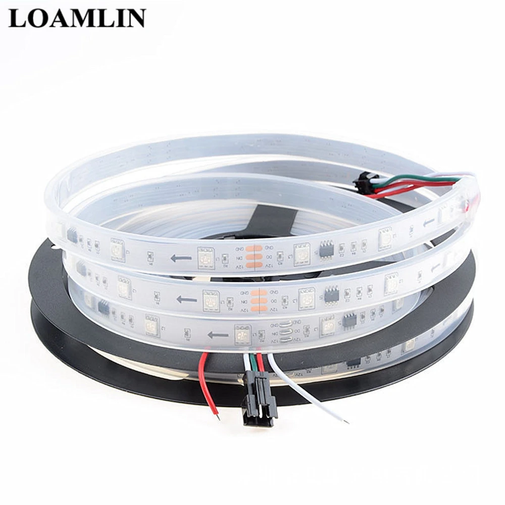 1 м 2 3 4 5 WS2811 5050 SMD RGB лента Адресуемая 30/48/60 светодиодов/м чёрно белые печатные платы