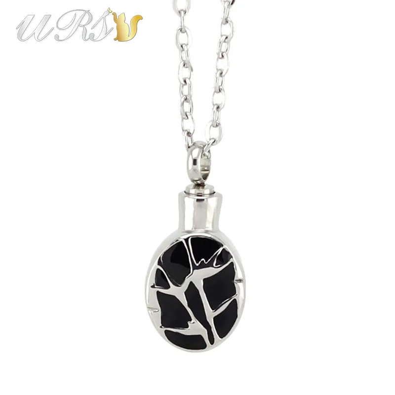 

316L stainless steel oval urn cremation jewelry necklace pendant perfume locket with o-shaped chain