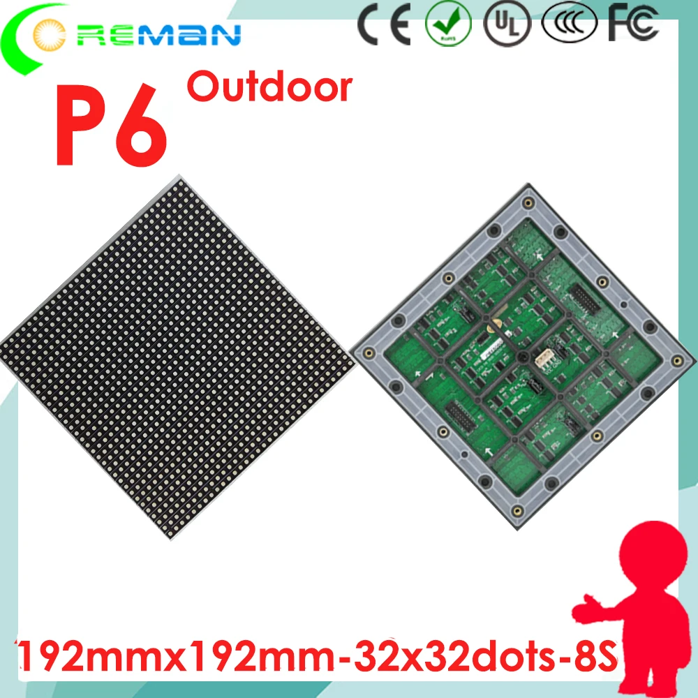 Модуль светодиодного дисплея p6 с точечной матрицей уличный rgb/уличный