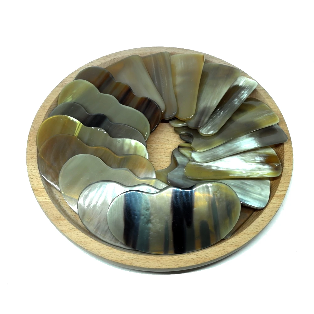 Новое поступление 100% желтый бычий Рог утолщаются высокой полировки красоты guasha