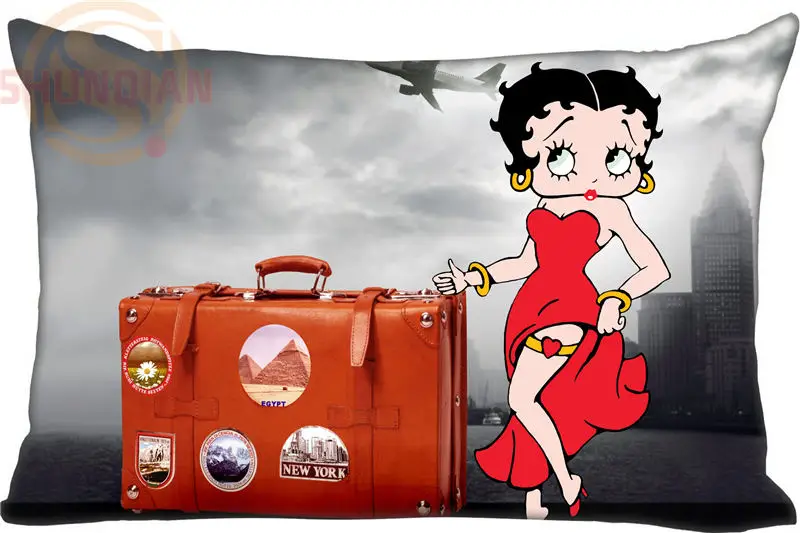 Заказная наволочка Betty Boop прямоугольная молния подушка из полиэстера и хлопка размер крышки 45x35 см(с одной стороны) печать