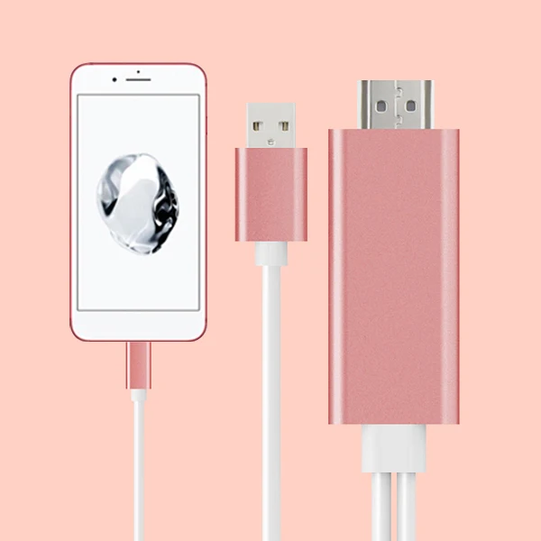 Rose Gold USB к HDMI конвертер для Lightning к HDMI зеркальный кабель адаптер для Apple iPhone X 8 7 6S iPad HDMI ТВ Цифровой AV адаптер - Цвет: Rose Gold