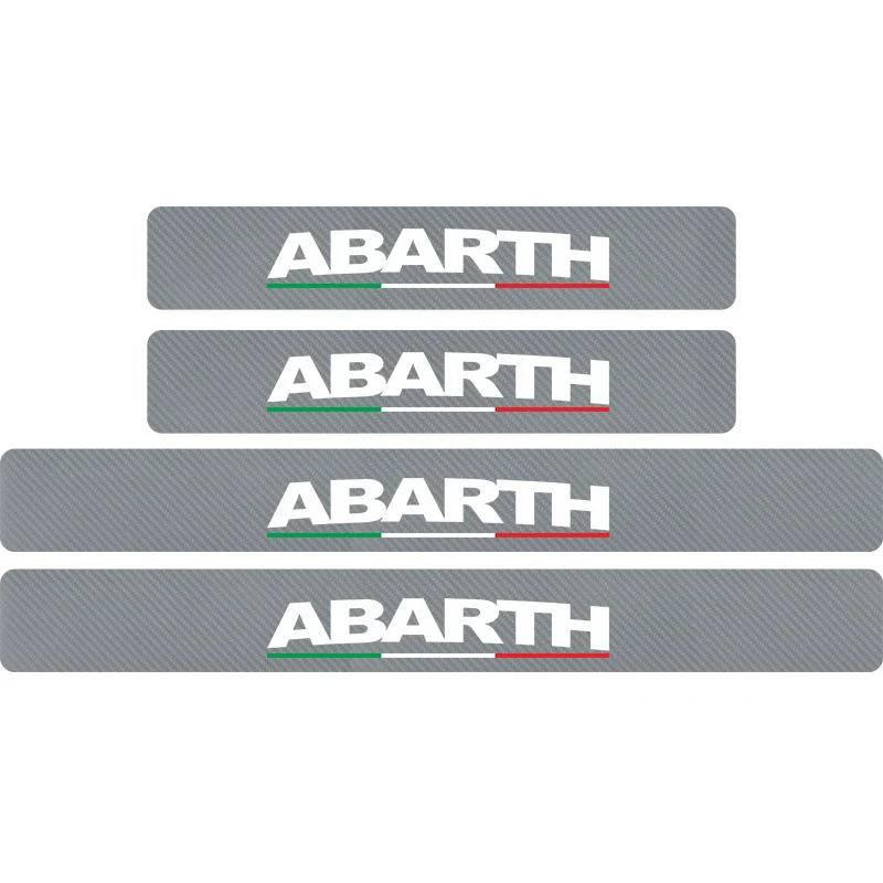 Gray and white 4 шт., наклейки Abarth из углеродного волокна для защиты порога автомобиля, наклейки с итальянским флагом для Fiat Viaggio Punto 124 125 500, Стайлинг автомобиля - Название цвета: Gray and white