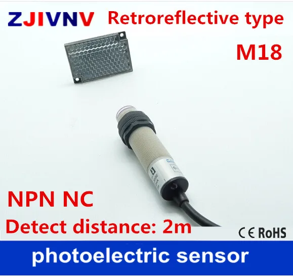 Ретрорефлективный Тип M18 NPN NC DC 3 провода фотоэлектрический датчик переключатель