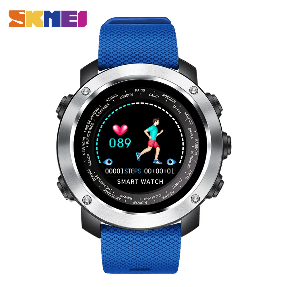 SKMEI 3D UI цифровой Смарт-часы Для мужчин спортивные часы Smartwatch сердечного ритма калорий дистанционного Водонепроницаемый Наручные Мужской Relogio Masculino W30 - Цвет: W30A07