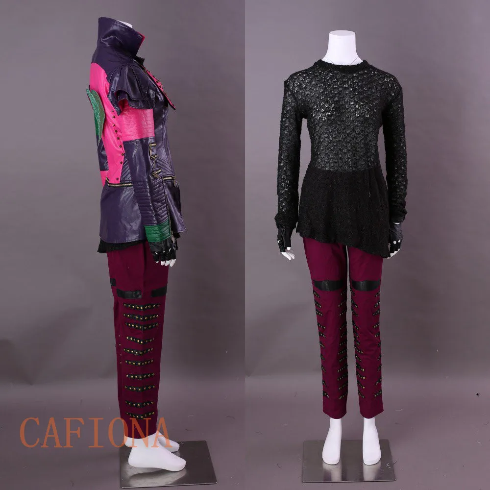 Костюм для косплея малы Cafiona Descendants 2 кожаное пальто в стиле панк полный комплект
