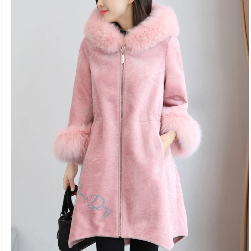 2018 Новый Для женщин На зимнем меху воротник теплый стриженой овчины меховая