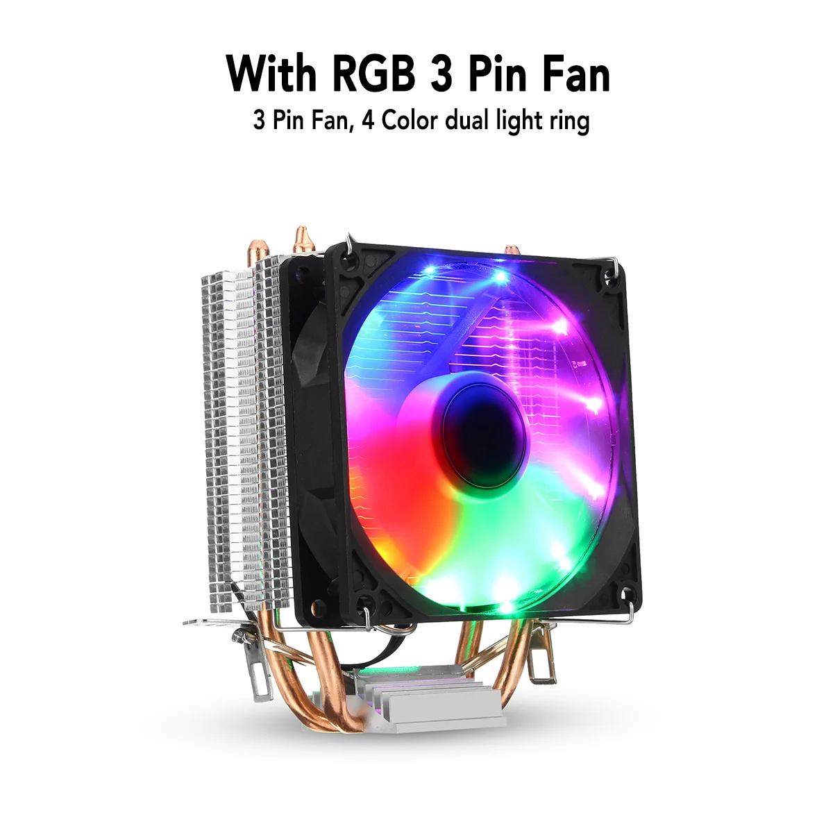90 мм светодиодный RGB Процессор теплоотводы 2 тепловые трубы, но тихими вентиляторами охлаждения для Intel LGA 1150/1151/1155/1156/1366/775 для AM3+/AM3/AM2+/AM2