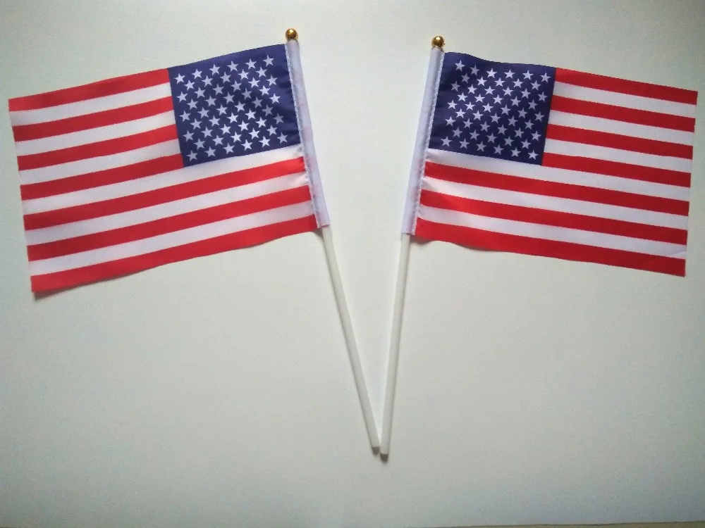 

Оптовая продажа, баннеры с ручной волной в США, государственные флаги США, полиэфирные материалы с шестом 14*21 см