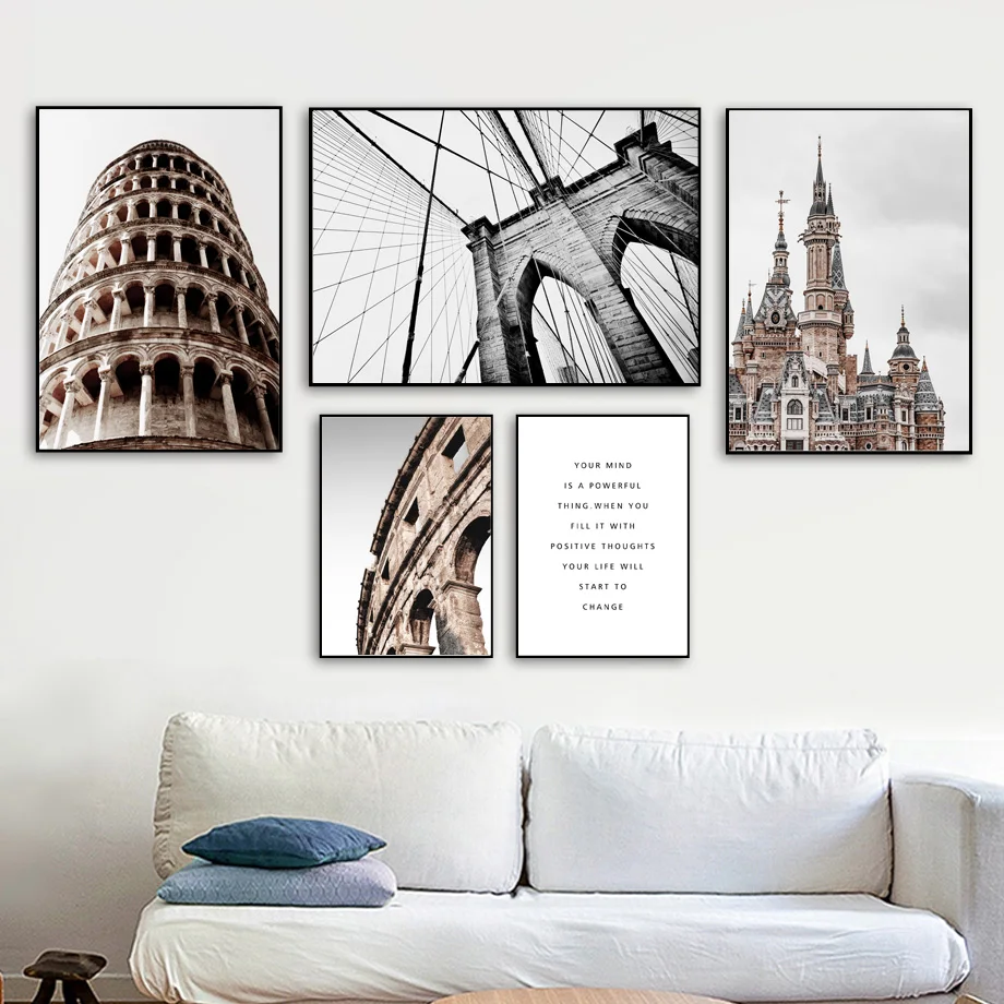 Римский Колизей Италия башня мост скандинавские постеры и принты настенная