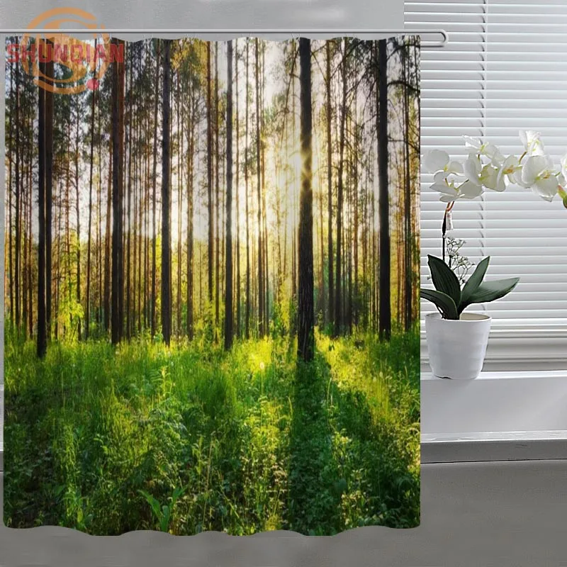 

Forest of trees Shower Curtain Eco-friendly Modern Fabric polyester Custom Shower curtain Home Decor H331X73CZ