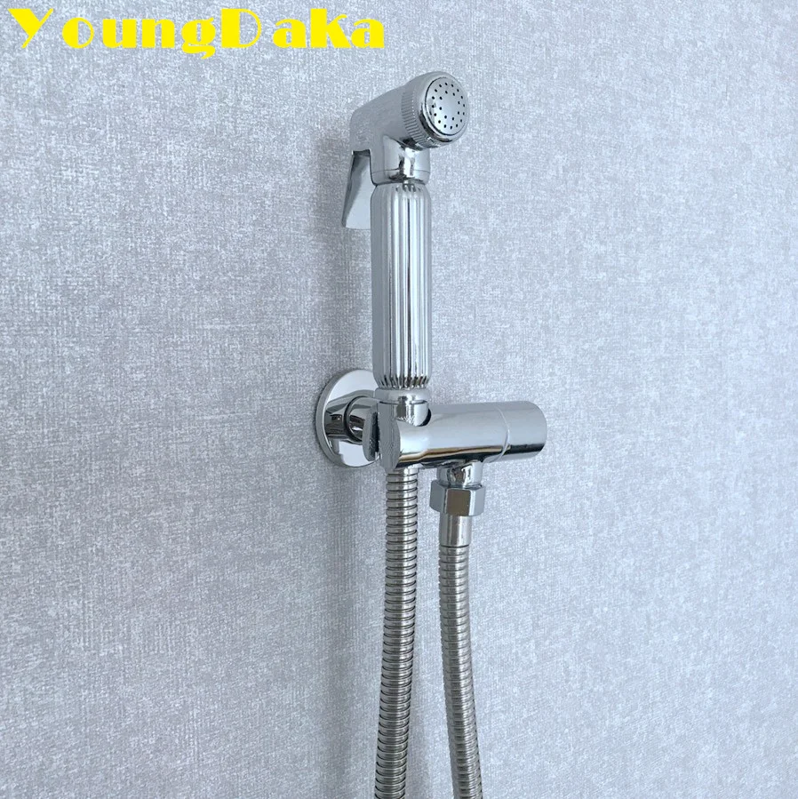 

High Class Brass Chrome Handheld Bidet Sprayer Set Bathroom Shattaf Shower Bidet .Health Cleaning Bidets Gun without hole