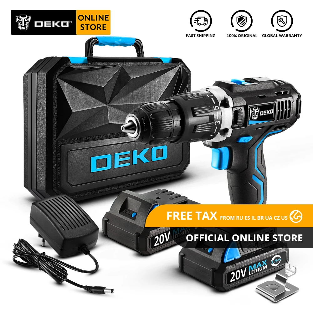 Оригинальная Аккумуляторная дрель DEKO GCD20DU3 20V MAX Электрическая отвертка литий