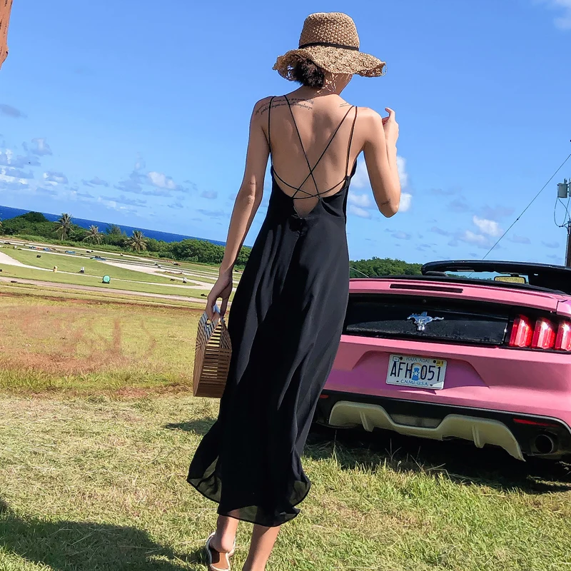 Новинка лета 2020 женское пляжное Повседневное платье из Таиланда с открытой