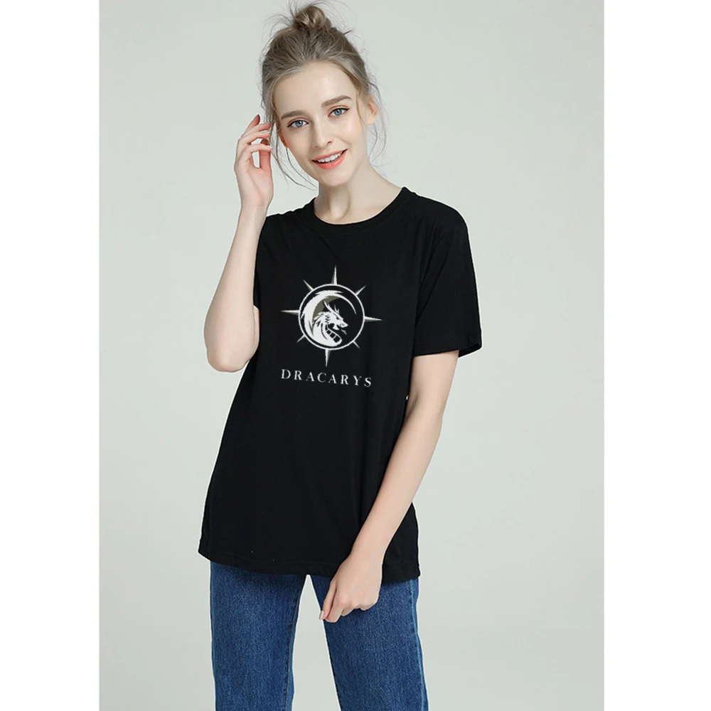 2019 летняя хлопковая Футболка Harajuku эстетика Женская Сексуальная Dracarys с логотипом
