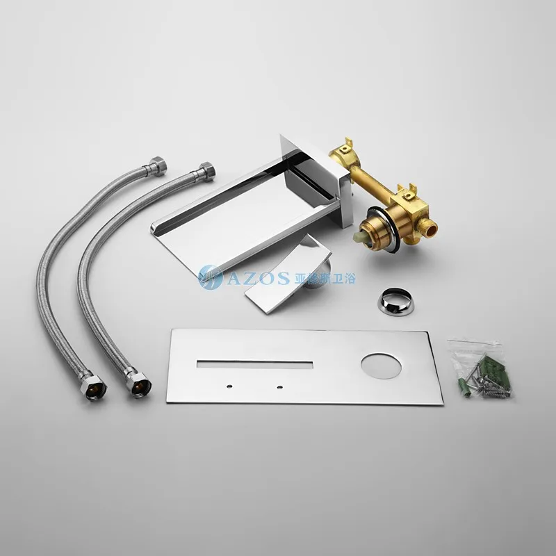 Цвет меняющийся светодиодный Водопад Ванная комната раковина кран (настенный