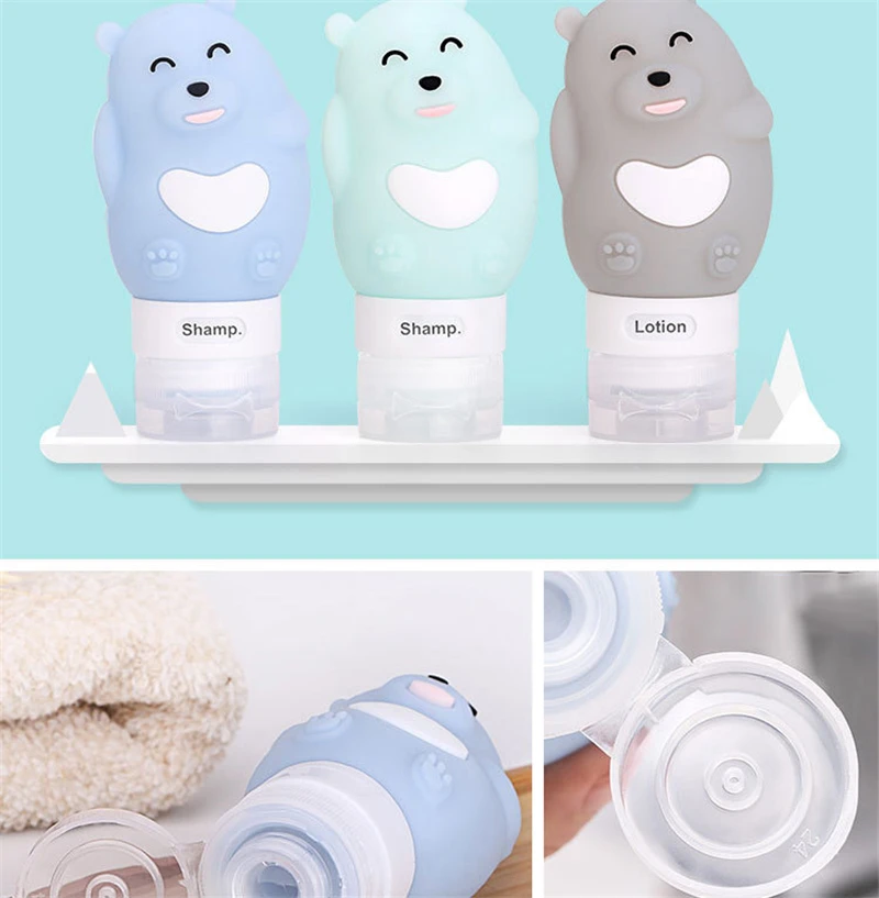 4pcs/set Leak Proof Refillable Portable Size Toiletry Containers for Shampoo Lotion Liquid Camp Vacation Accessory Cute Style | Дом и сад