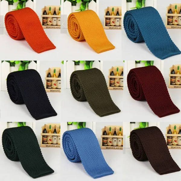 

Best Price Men's Fashion Solid Tie Knit Knitted Tie Plain Necktie Narrow Slim Skinny Woven