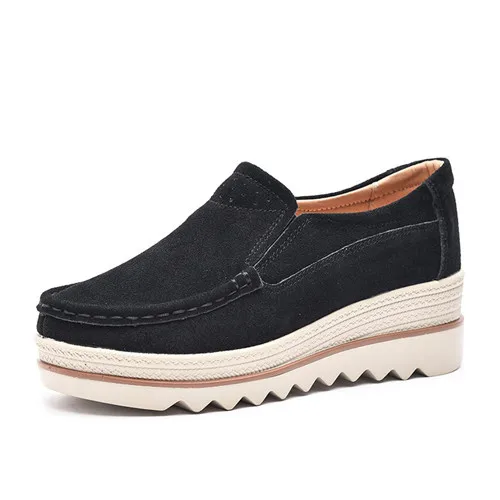 Y522 black Качественные замшевые мокасины на плоской подошве без застежки; женские кроссовки; коллекция года; сезон осень; обувь на толстой подошве; обувь на платформе; кожаные лоферы для женщин - Цвет: Y522 black