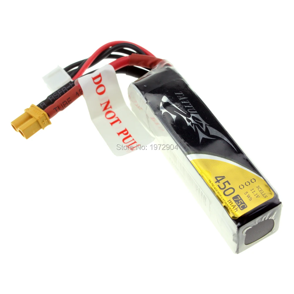Литий-полимерный аккумулятор tattu 450mAh 75C 2S 7,4 V 3S 11,1 V 4S 14,8 V с разъемом XT30 Battey для RC FPV Racing Drone Quadcopter Toys