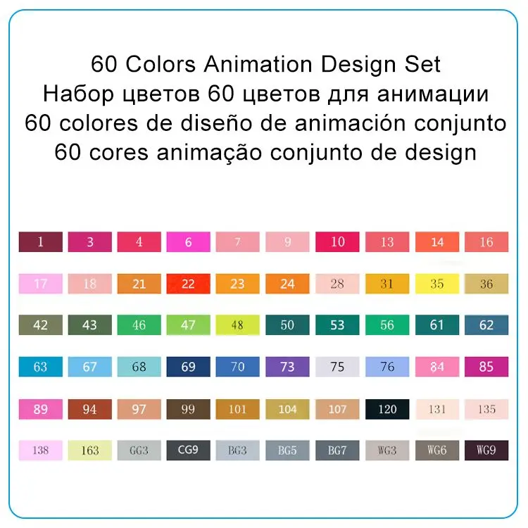 60 Colors Animation TOUCHNEW 30/40/60/80/168/20 штук на выбор, набор цветных художественных маркеров с чернилами на спиртовой основе, профессиональное качество, хорошее смешивание цветов для рисования - Цвет: 60 Colors Animation