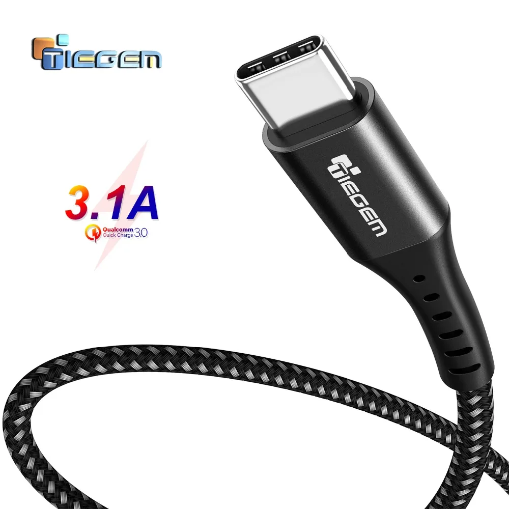 

TIEGEM 3A USB Type C Cable for Samsung Galaxy S9 S8 Fast Charging Data Cable for Huawei Mate 20 Pro Xiaomi Mi 8 USB Type-C