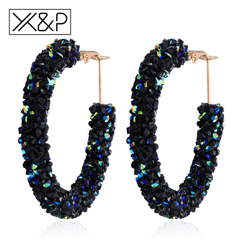 X & P модные брендовые круглые блестящие серьги капли из горного хрусталя для