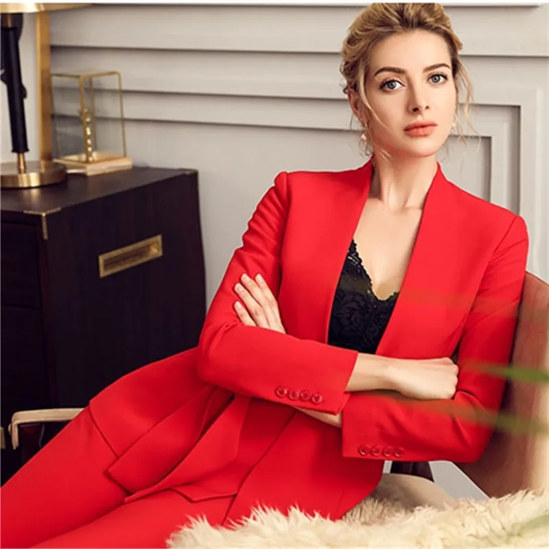 Новый женский костюм из двух предметов (пиджак + брюки) модный двубортный