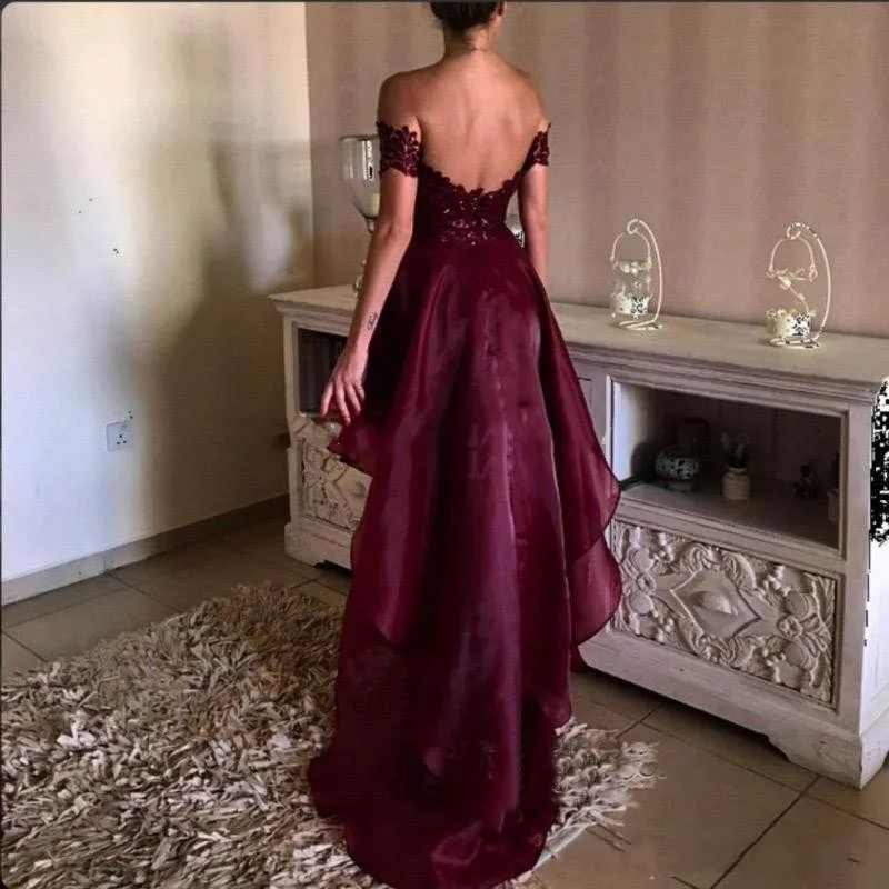 Вечернее платье для девочек Hi низкая бордовый Vestidos De Festa индивидуальный заказ
