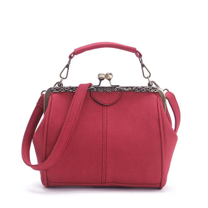 women bag red Модные женские сумки в винтажном стиле, клатч с замком в виде поцелуя, сумки через плечо, женские матовые Сумки из искусственной кожи - Цвет: women bag red