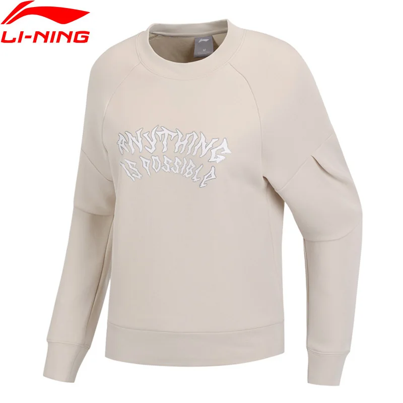 Женский свитер с принтом Li Ning классическая спортивная толстовка из 66% хлопка 34%