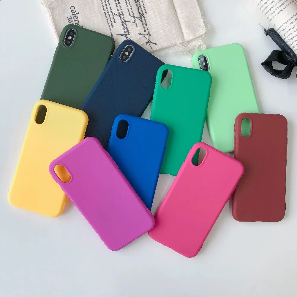 Карамельный цвет чехол для телефона iphone XS XR Max мягкий силиконовый матовый ТПУ