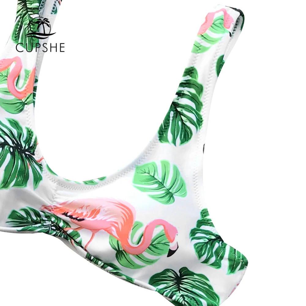 CUPSHE фламинго и Monstera бикини с принтом в виде листьев наборы для женщин высокая