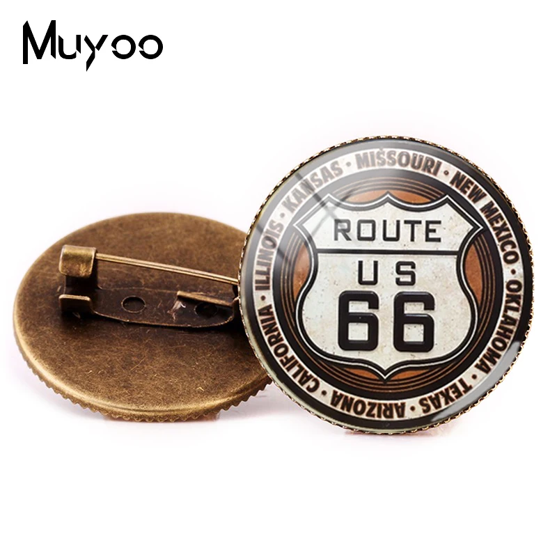 Новинка 2018 брошь ROUTE 66 булавка Женская Брошь с логотипом дороги аксессуар