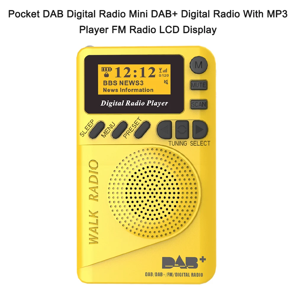 Цифровой радиоприемник KKMOON Pocket DAB Mini + цифровое радио с MP3 плеером FM ЖК дисплей