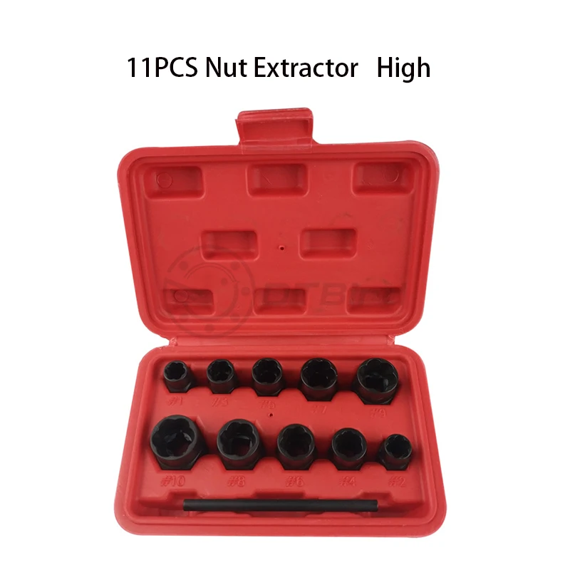 11PCS Nut Extractor 11 шт. Гайка Болт съемники набор 9-19 мм Блокировка Болтовая гайка Съемник шпилек Твист гнездо набор резьбы ручные инструменты комплект с коробкой - Цвет: 11PCS Nut Extractor