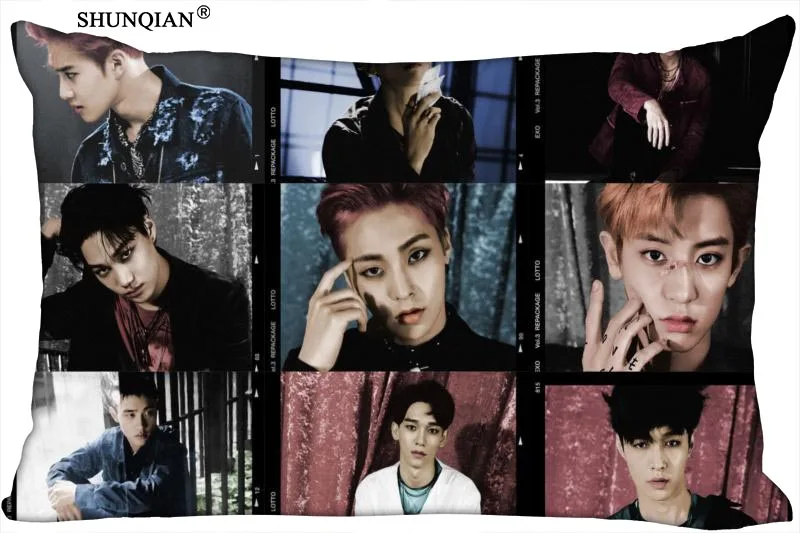 Корейская Прямоугольная подушка Pop EXO чехол на молнии Свадебный заказ 40x60 см 50x75 (с