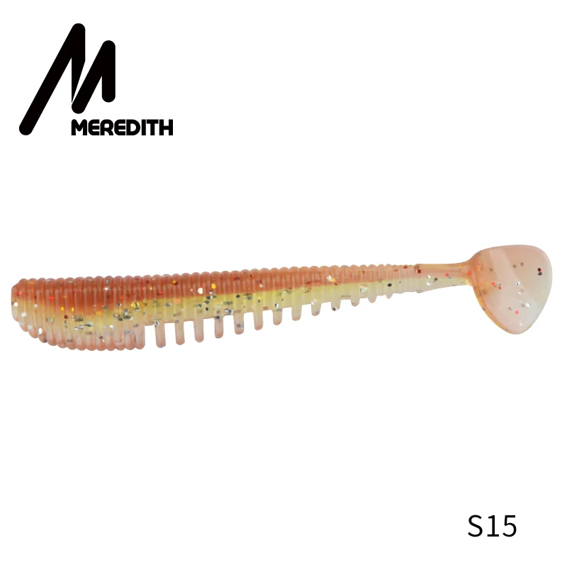 S15 MEREDITH, 4 шт., наживка Awaruna, мягкие приманки, 13 см, 10,4 г, приманка для ловли карпа, Iscas, искусственный яркий свимбейт в форме червя, блесна - Цвет: S15