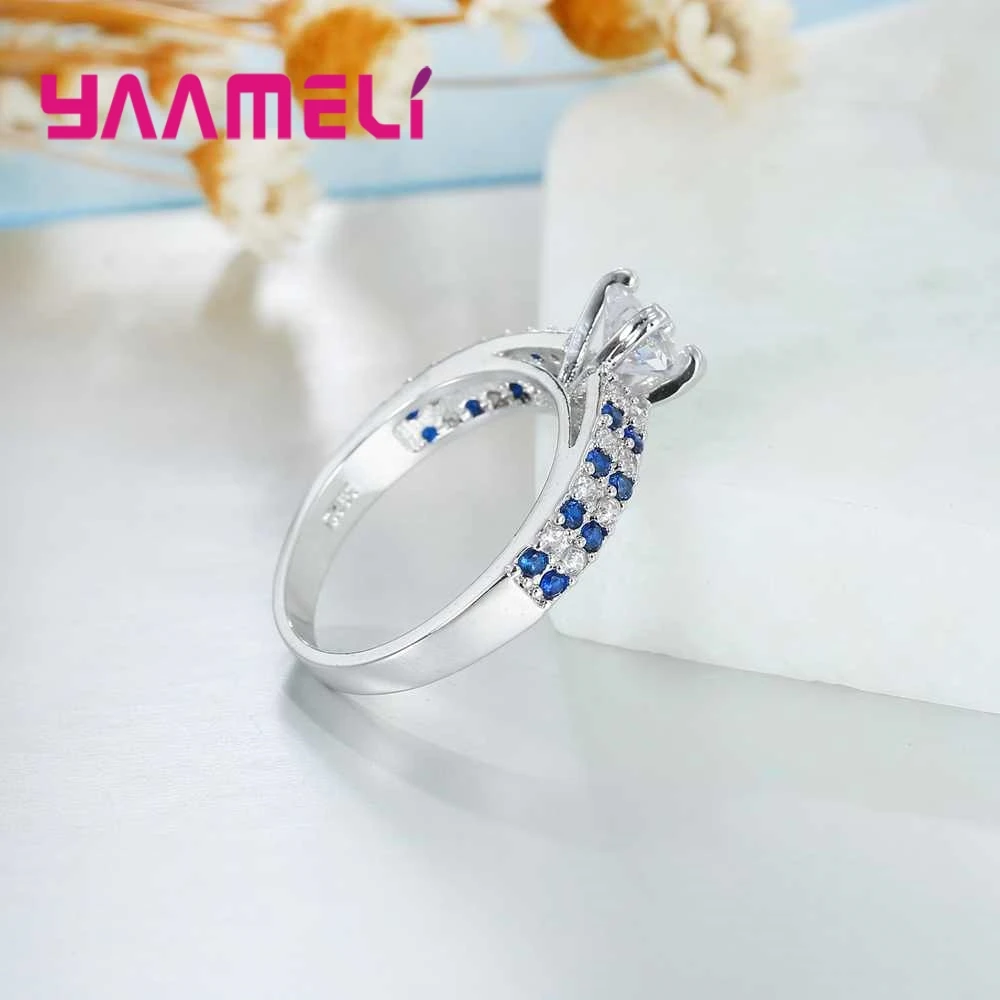 Женское ювелирное изделие из серебра 925 пробы с фианитом|crystal blue|love lovezirconia cubic |