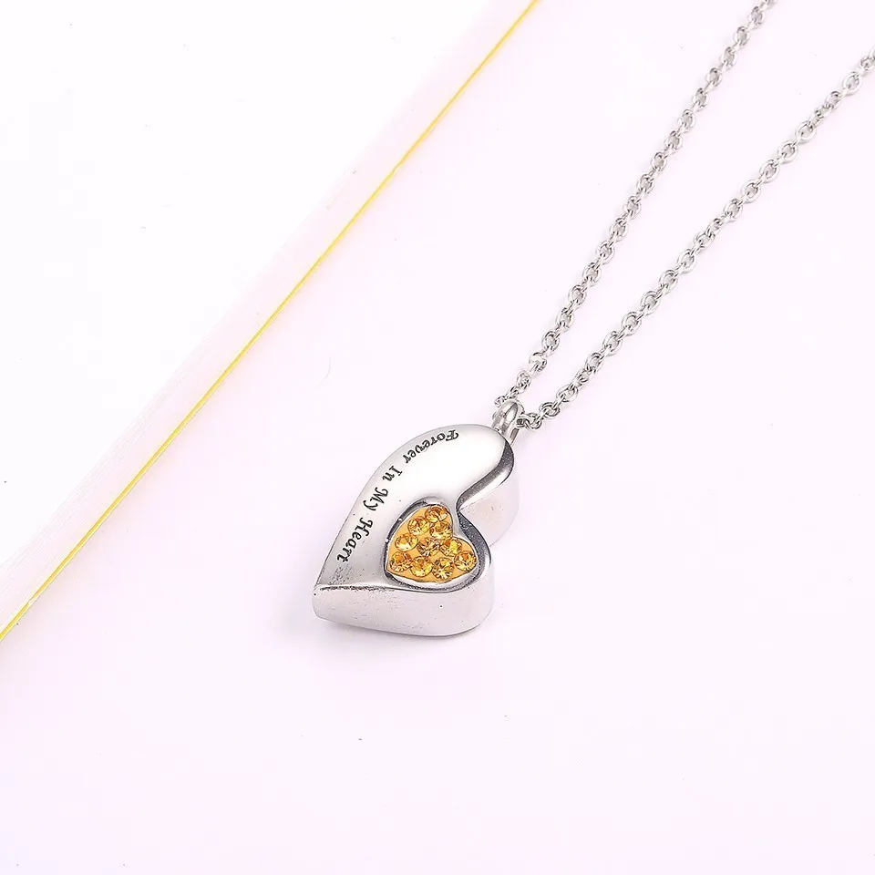 RIR Forever Always In My Heart Кристалл впечатляющий кремационный ювелирный памятный сувенир, мемориальная урна ожерелье для праха Открывающийся кулон - Окраска металла: Silver Gold