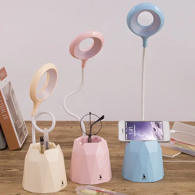 Eye Protect Dimmable LED Rechargeable Touch Sensor Pen Container Foldable Table Lamp for Home Reading Working 3 Level Brightness | Лампы и