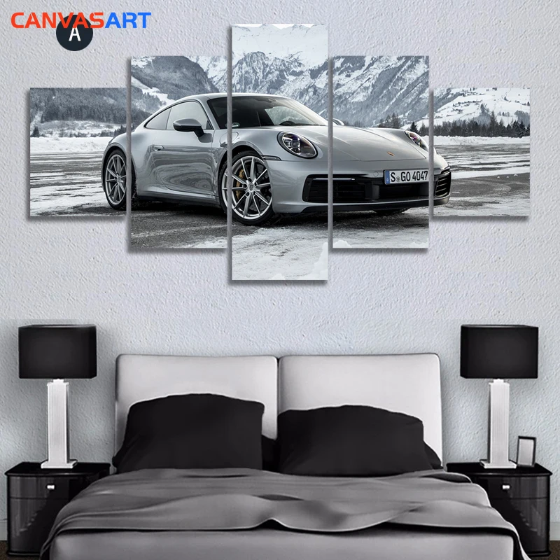 Холст искусство 5 шт. HD фотографии роскошный спортивный автомобиль 911 Carrera 4S холст картины для дома Декоративные Настенные рисунки для гостиной