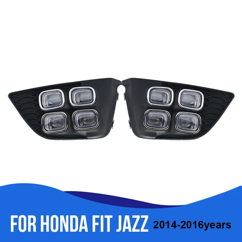 ROADOT 2 шт. Светодиодный дневной ходовой свет для Honda Fit Jazz 2014 2015 2016 желтый указатель
