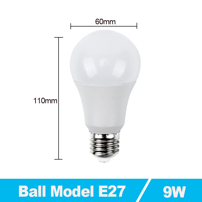 Ball 9W E27 Светодиодный светильник 220 В, 15 Вт, 20 Вт, 30 Вт, 50 Вт, 60 Вт, Bombilla светодиодный светильник 240 в, точечный светильник, лампада, светодиодный светильник s для дома, холодный белый - Emitting Color: Ball 9W