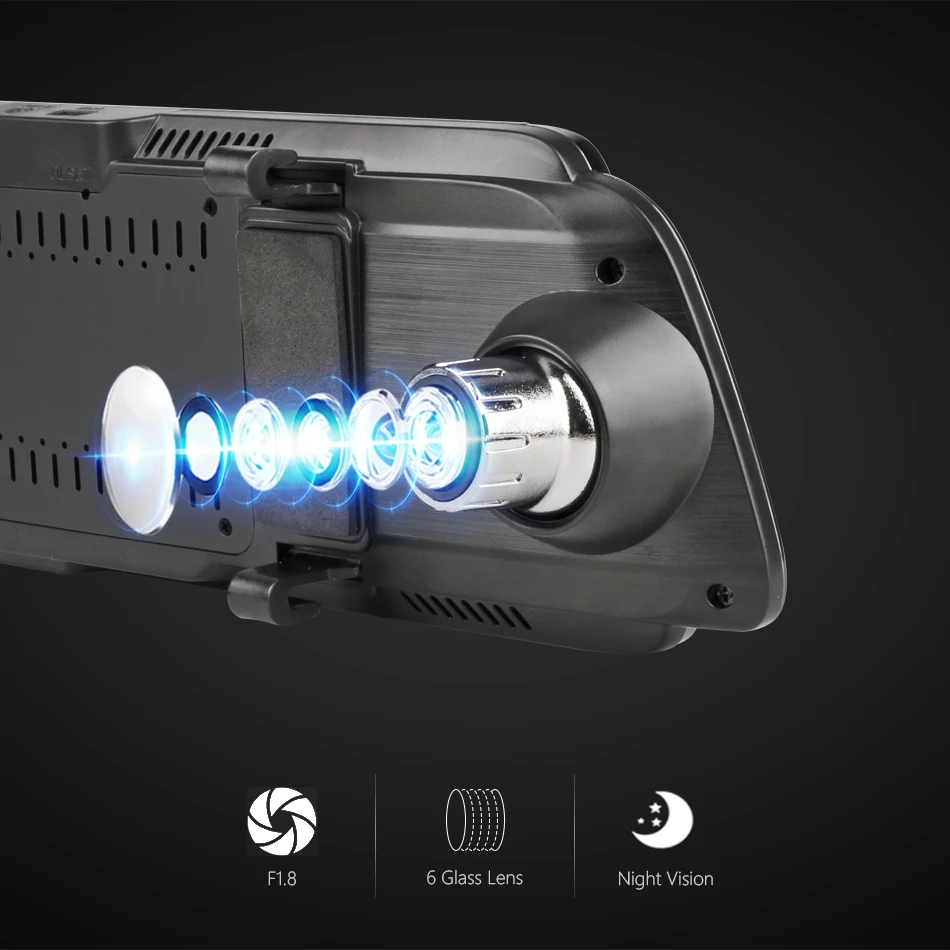 Автомобильный видеорегистратор Jansite 1" ips 1080P с сенсорным экраном, видеорегистратор, Супер видеорегистратор ночного видения, зеркало заднего вида с двойным объективом