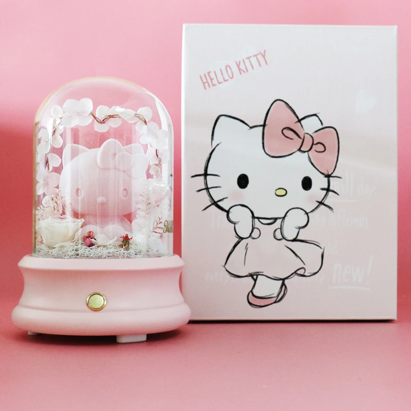 Японский hello kitty Presrved свежий цветок Bluetooth беспроводной динамик розовый в любовь музыкальная шкатулка Ночник светильник подарок на день рождения