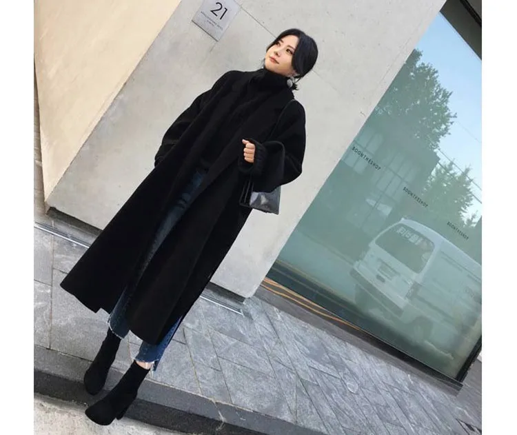 winter woman coats winter new wool woolen coat long cashmere solid color straight large size woolen coat