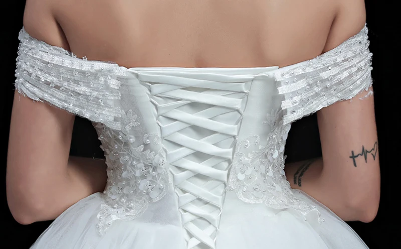

Embroidery Wedding Gowns Custom Sizes Beads White Ivory Luxury Wedding Dress Princess Vintage Boat Neck Gelinlik Matrimonio Boda
